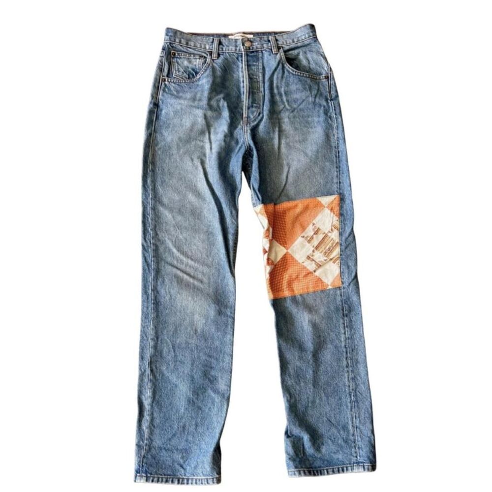 Reformation Women's Patchwork Cottage Core Blue Jeans